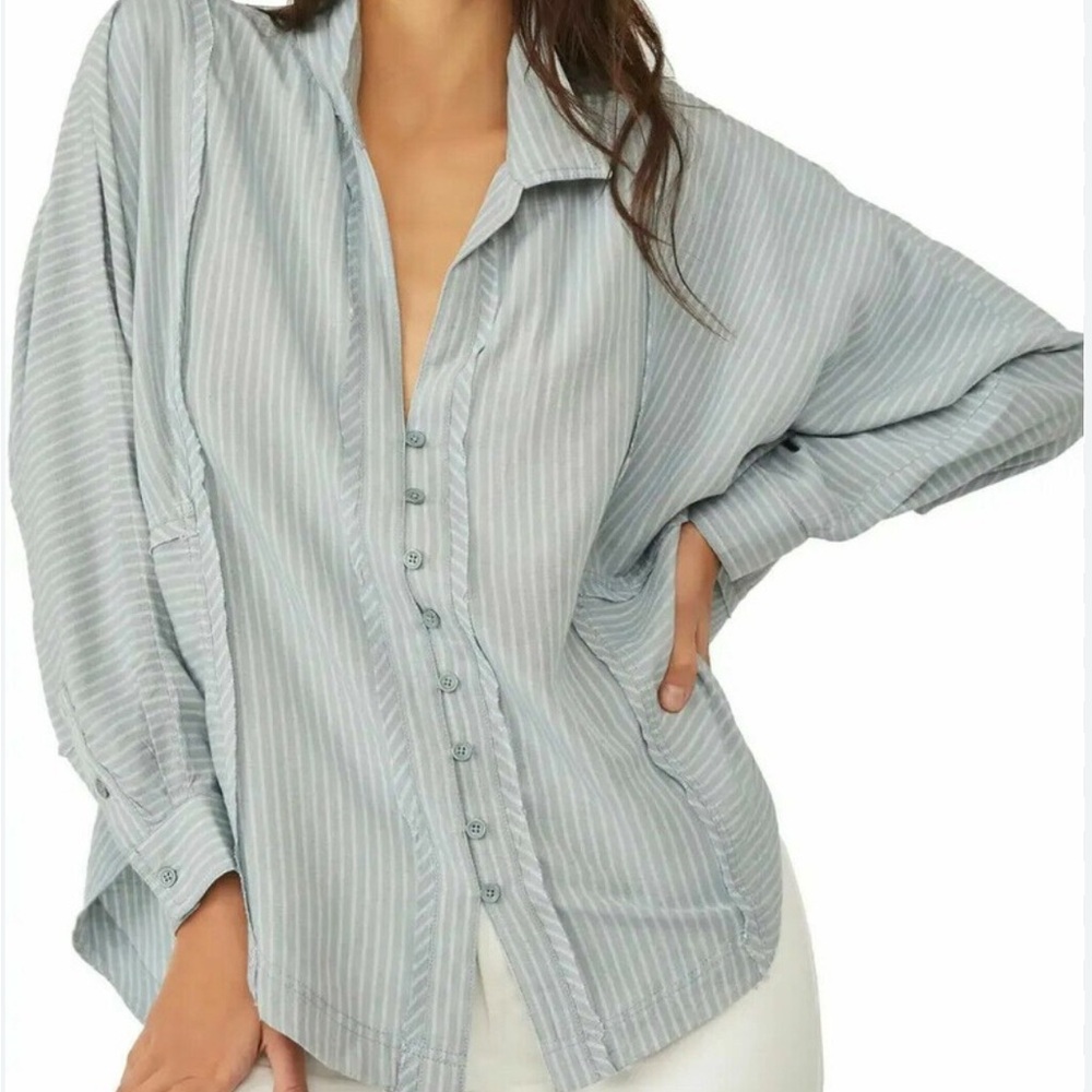 NWT Free People One and Only stripe Button-Up Women's Top medium